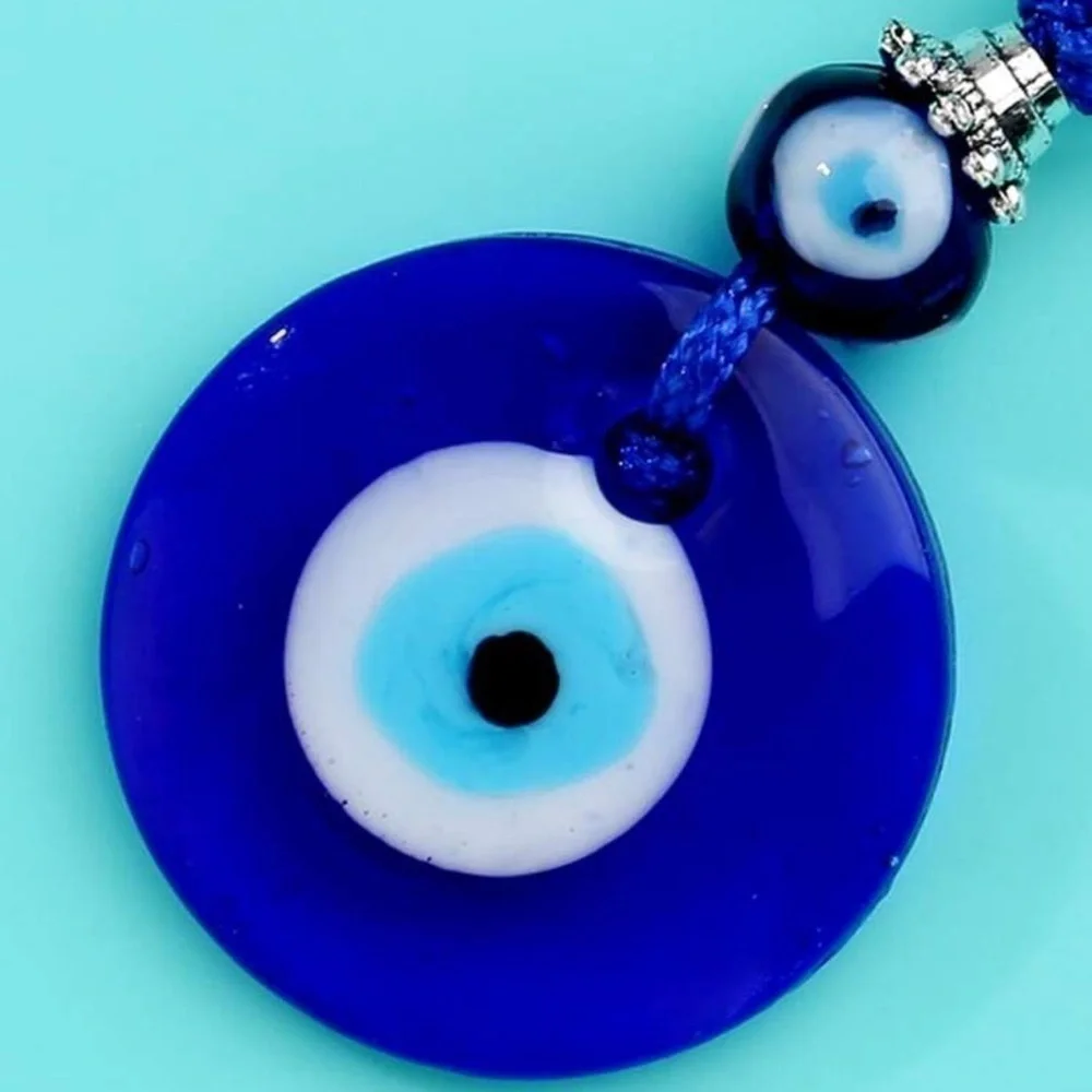 Boho Devil's Eye Glass Blue Keychain